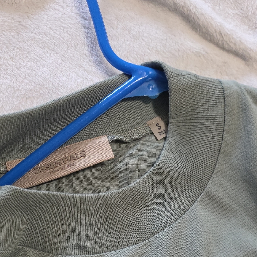 Fear Of God Essentials Embossed Logo T-Shirt in Sage/Sycamore - Picture 2 of 6
